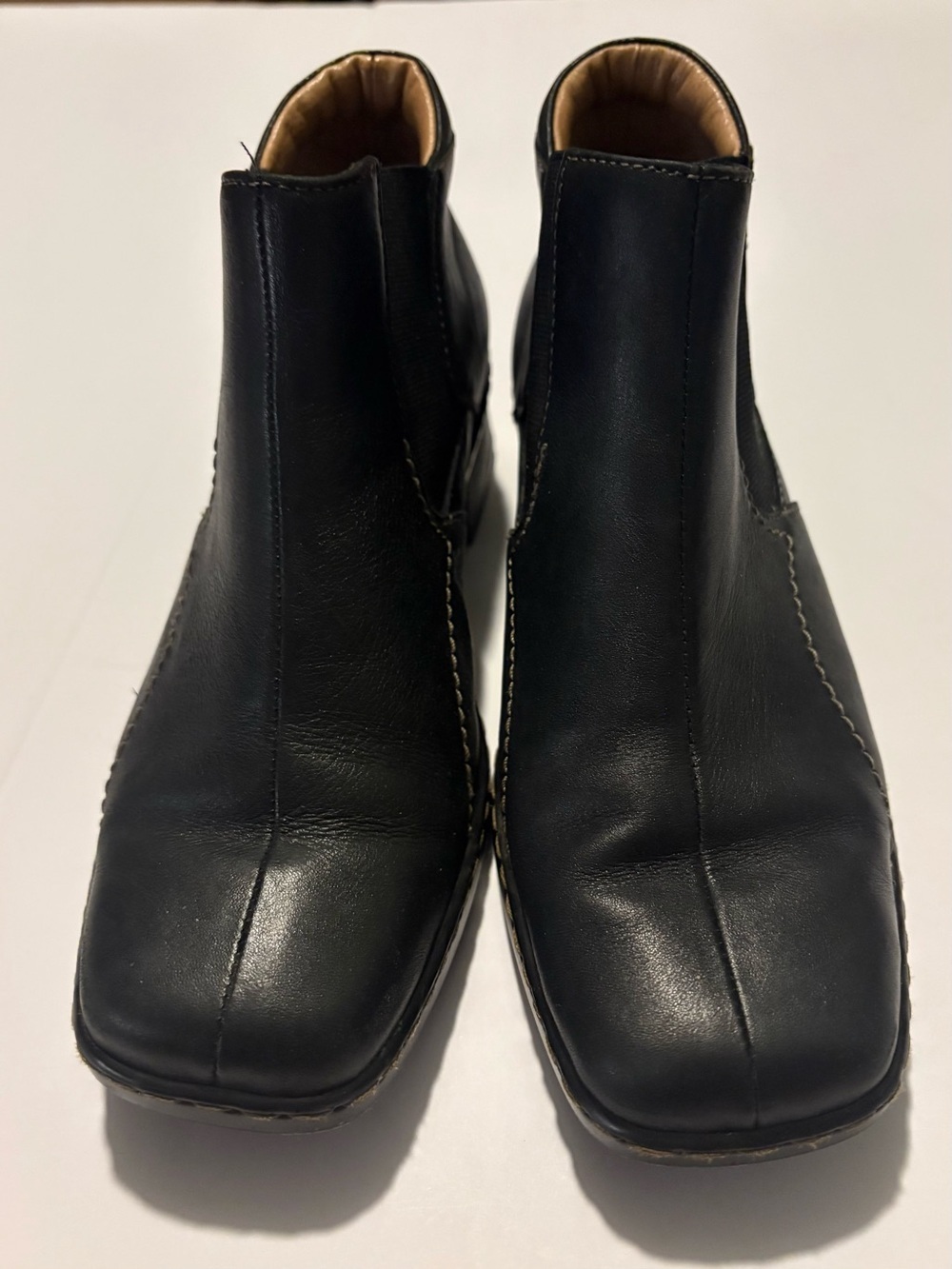 Josef Seibel Black Leather Square Toe Chelsea Ankle Boots 39 - Picture 7 of 14